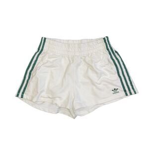 White Adidas Original Sweat Shorts 3 stripes Medium Retro Sports Tennis Track